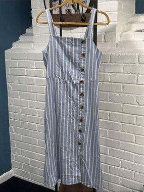 Striped Blue and White Button-Front Sundress